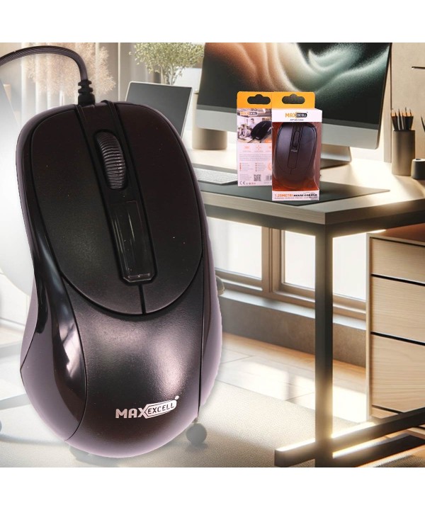 Mouse Ottico USB 2.0 Leggera e Slim da Lavoro Ufficio Viaggio Uso Personale con Cavo da 1.25 metri Modello 2966 a 2 Tasti Rotella Cliccabile