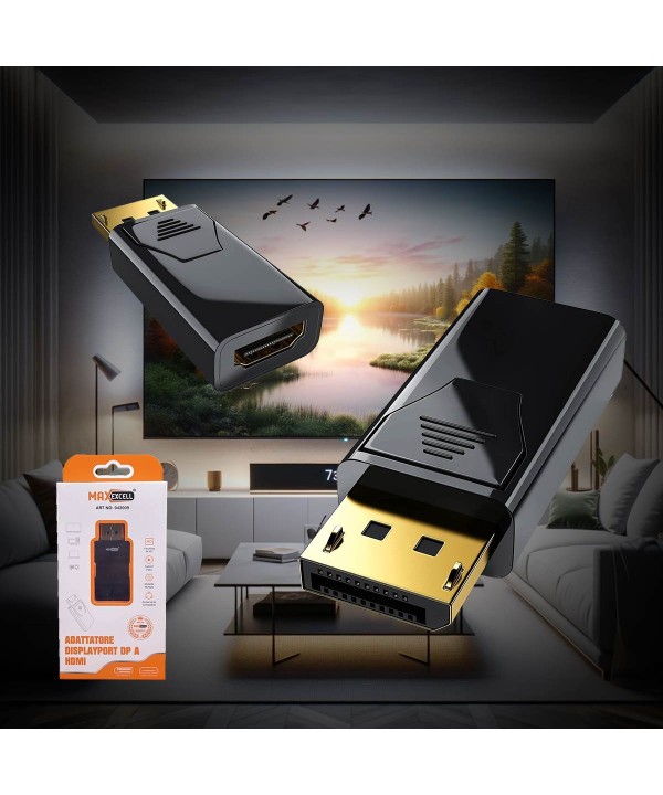 Adattatore Convertitore da DisplayPort a HDMI Alta Definizione Audio e Video Ultra HD 4K per Monitor Esterni Televisori Proiettori