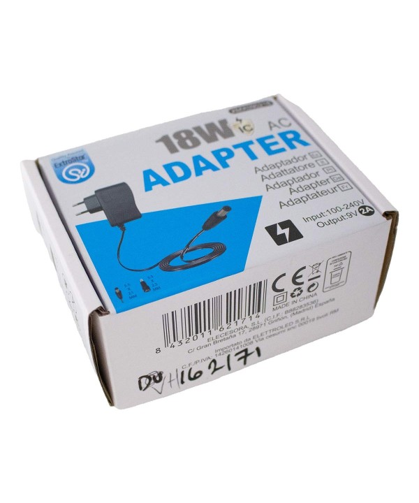 Alimentatore Trasformatore 9V 2A 18W Caricatore 9V Con DC JACK Maschio 5,5mmX2,1mm e 5,5mmX2,5mm