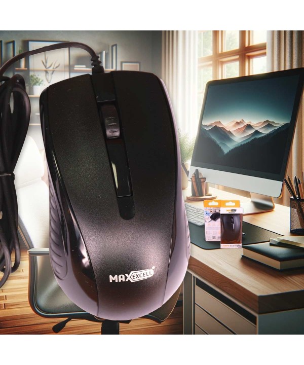 Mouse Ottico USB 2.0 Leggera e Slim da Lavoro Ufficio Viaggio Uso Personale con Cavo da 1.25 metri Modello 1260 Ambidestro a 2 Tasti e Rotella