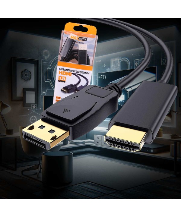 Cavo da DisplayPort a HDMI Monodirezionale Placcato in Oro Full HD1080p 60Hz per Monitor Proiettori 3 metri Adattatore Displayport HDMI