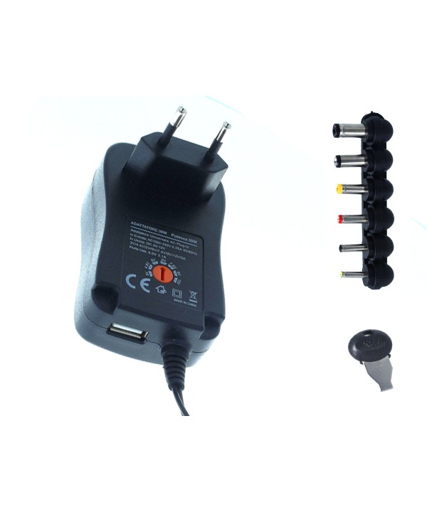 Adattatore di Alimentazione DC Universale Trasformatore Alimentatore 3V 4,5V 5V 6V 7,5V 9V 12V 2A 30W Con USB