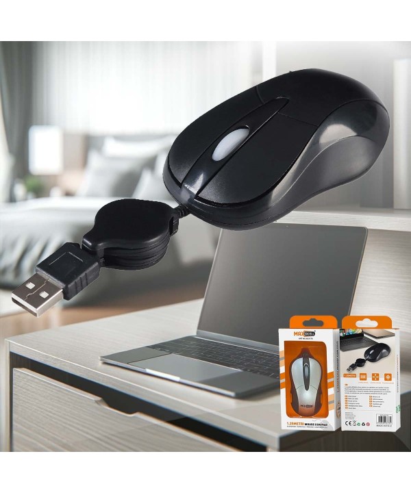 Mini Mouse Retrattile per PC Portatile Ideale per Viaggio e Spostamenti Colore Assortito Rosso Grigio Nero