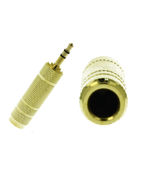 Convertitore Adattatore Audio Stereo da 3,5mm Maschio a 6,35mm Femmina Colore Oro