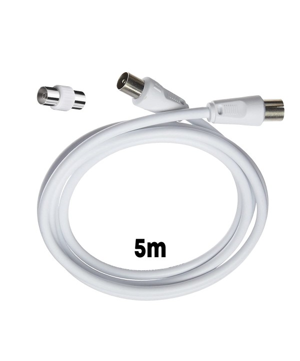 Cavo Coassiale Antenna TV con Connettore Dritto Maschio Maschio Adattatore Femmina Femmina Incluso 5m Supporta HD UHD 4K HDTV