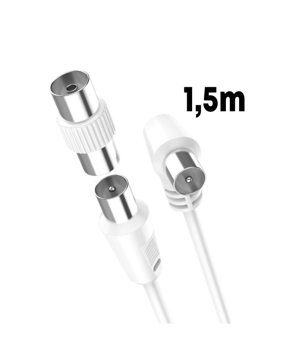 Cavo Coassiale Antenna TV con Connettore ad Angolo Retto Maschio Maschio Adattatore RF Femmina Femmina Incluso 1.5m Supporta HD UHD 4K