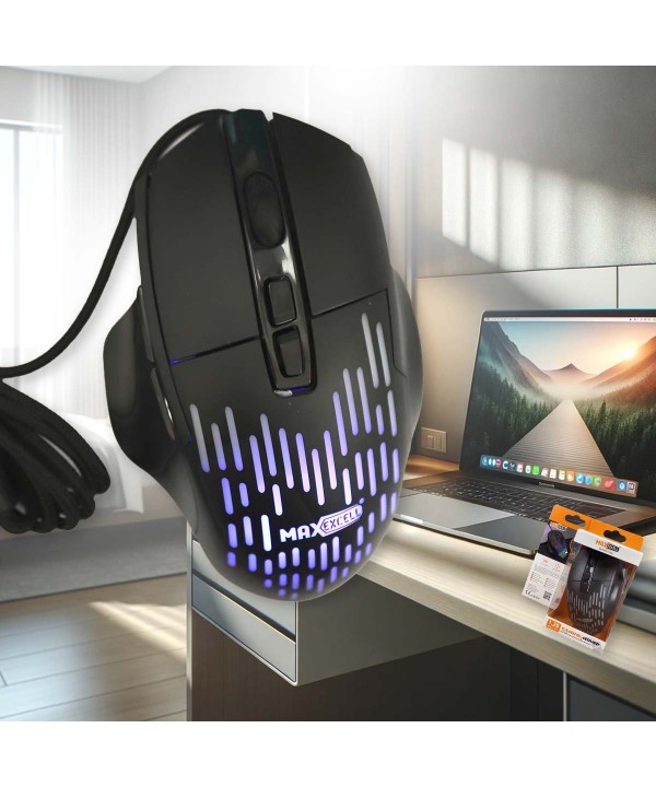 Mouse da Gaming Ergonomico con Luce RGB piu 2 Tasti Laterali Tasti per Regolare DPI Max12000K e Cavo Intrecciato SpeedFlex