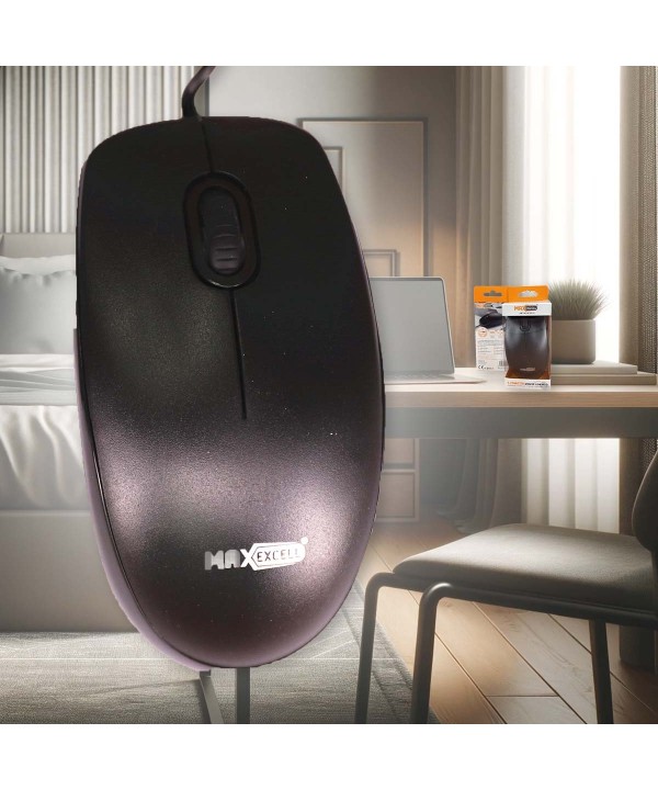 Mouse Ottico USB 2.0 Leggera e Slim da Lavoro Ufficio Viaggio Uso Personale con Cavo da 1.25 metri Modello 0100 a 2 Tasti con Rotella Cliccabile