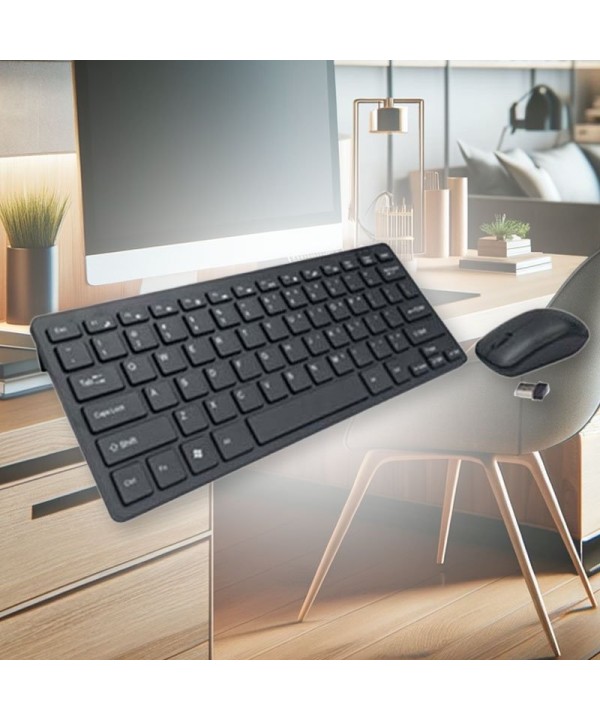 Kit Tastiera e Mouse Wireless Layout Italiano Ricevitore USB 2.4Ghz Ultra Sottile