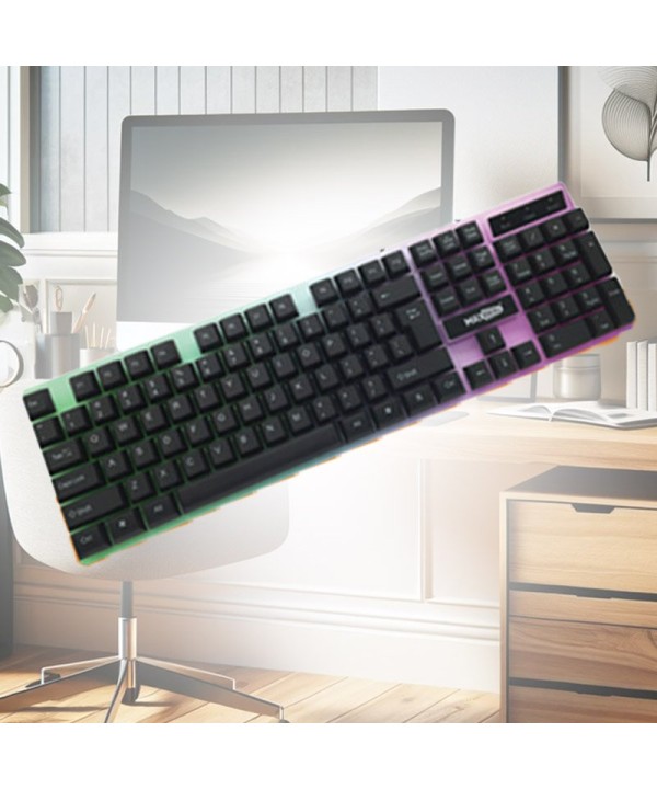 Tastiera da Gaming Membrana Retro Illuminata con Colori RGB Casuale Layout Italiana QWERTY con Tasti Silenziosi