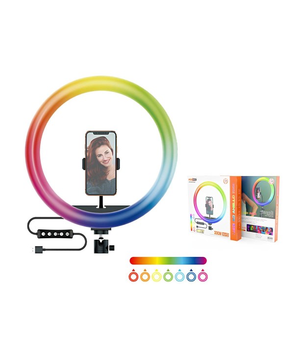 Luce ad Anello LED RGB 33cm Potente di 30W, Ring Light 360 Gradi 700LM DC 5V/2A Dimmerabile e Regolabile 2700-7000k
