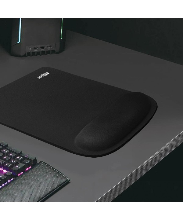 Tappetino Mouse con Poggiapolso Mousepad da Scrivania Colore Nero Misura 21 x 25 cm Fondo in Gomma Antiscivolo