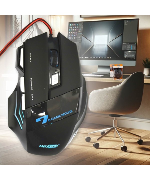 Mouse da Gioco con 2 Tasti Laterali e Tasto Regola DPI RetroIlluminato con RGB Casuale Filo Antipiega 1,25 metri Modello Tasto Doppio Click