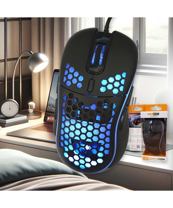 Mouse Ottico Ergonomico USB 2.0 Anti Sudore Retro Illuminato Colori RGB Casuale Tasto DPI Max 12K piu 4 Tasti Latterali Filo 1,25 Metri