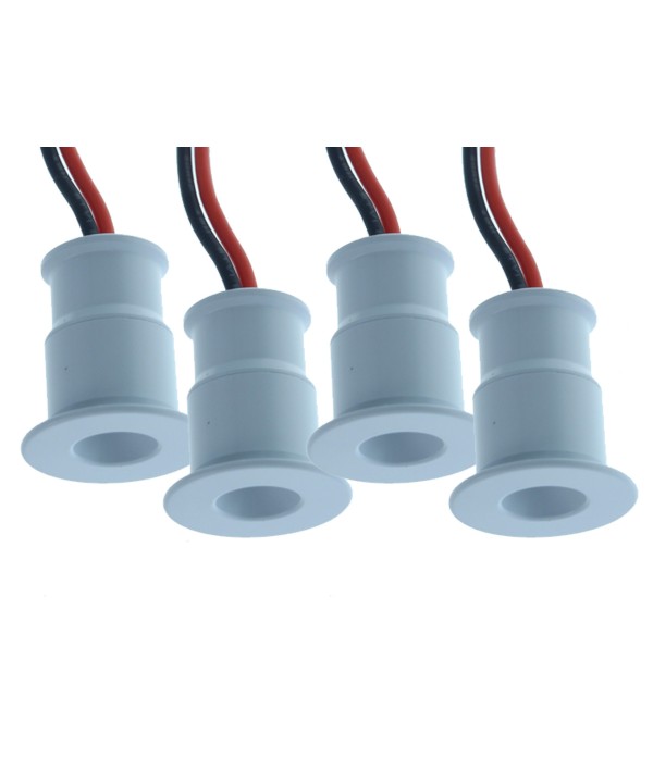 4 PZ Mini Faretto Led Da Incasso 1W DC 12V Neutro 4000K Carcassa Bianca Angolo 120 Gradi Foro 15mm 20X25mm