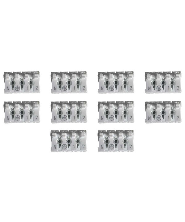 10 Morsetti a Molla Connettore Rapido Doppio Click Cavo Elettrico Morsettiera a Vite Libero Bianco 4P