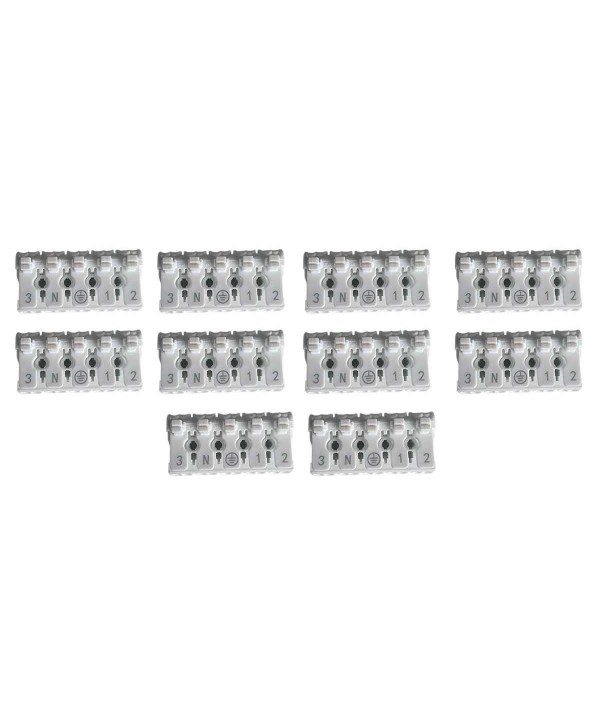 10 Morsetti a Molla Connettore Rapido Doppio Click Cavo Elettrico Morsettiera a Vite Libero Bianco 5P