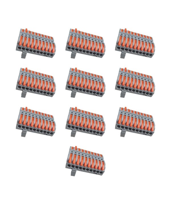 10 Connettori Veloce da Guida DIN Morsettiera Leva Cavo Connettore Bilaterale 10P