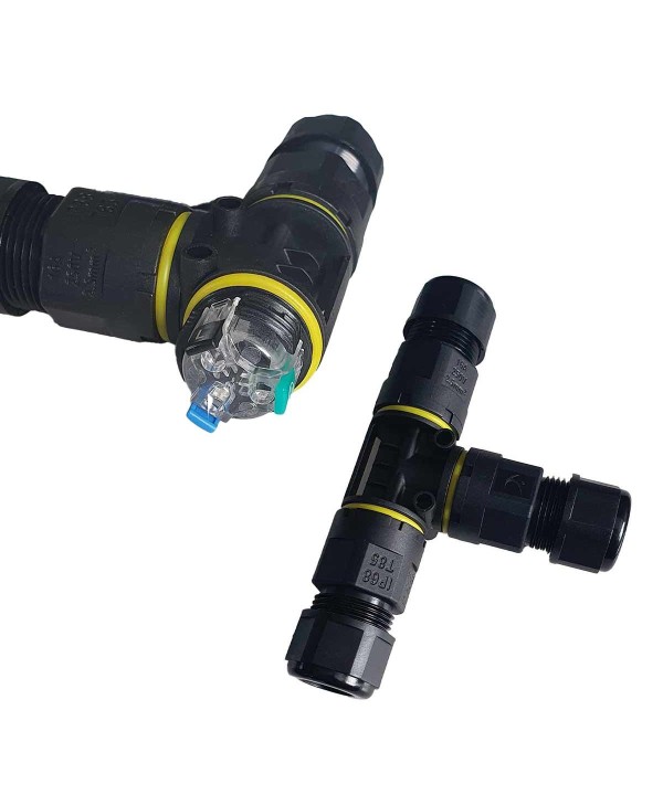 2 Connettore Veloce IP68 Forma T Senza Viti Collegamento Veloce 3 Posti Per Cavo Elettrico 6-12mm 3P 122x80x30mm
