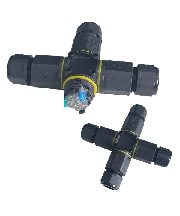 2 Connettore Giunta Di Connessione Forma X IP68 Senza Viti Collegamento Veloce 3 Posti Per Cavo Elettrico 6-12mm 122x30mm