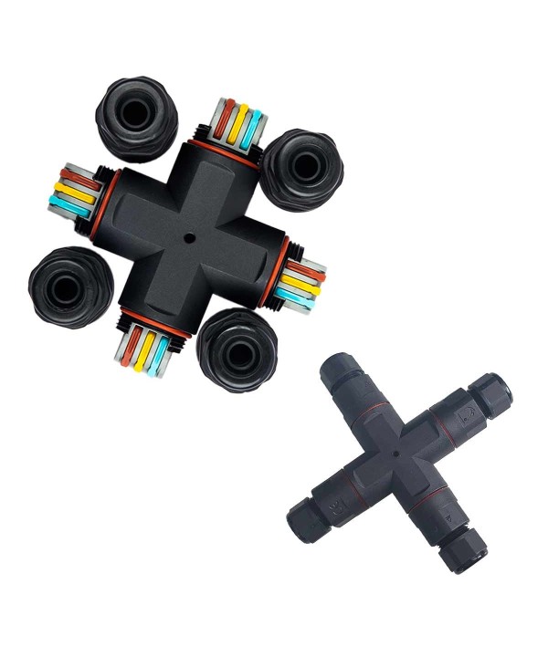 2 Connettore Giunta Di Connessione Forma X IP68 Senza Viti Collegamento Veloce 3 Posti Per Cavo Elettrico 6-12mm 150x30mm