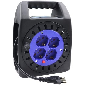 Avvolgicavo Elettrico Prolunga Elettrica 15 Metri 4 Prese Polivalenti Schuko + 10A/16A Spina 16A