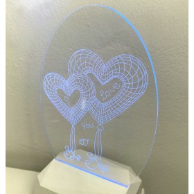 3D Acrilico Forma Ovale Figura Doppi Pallocini Cuori (3DA902)