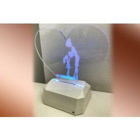 3D Acrilico Forma Cuore Figura Mamma e Figlia (3DE905)