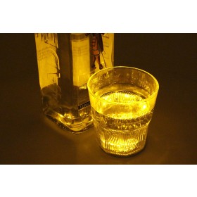 2 PZ Luci Led Sotto Bottiglia Vino Grappa Sotto Bicchiere Colore Giallo Yellow Luminoso Per Bar Pub