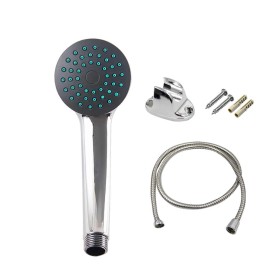 Kit Soffione Doccia + Tubo Flessibile Doccia 1,5M + Staffa Supporto Da Muro Cromato Rotondo