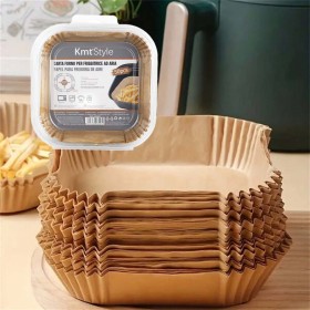 50 Pezzi Carta Forno per Friggitrice ad Aria Quadrato Antigrasso Fodera in Carta Monouso 20x4.5cm
