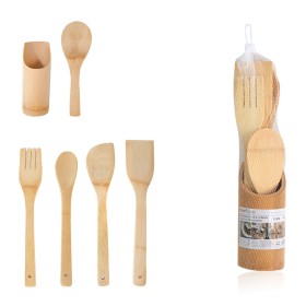 Set 5 pezzi di Untesili per Cucina in Legno  Antigraffio per Pentole e Padelle Antiaderenti Spatola Cucchiaio Palleta in Legno