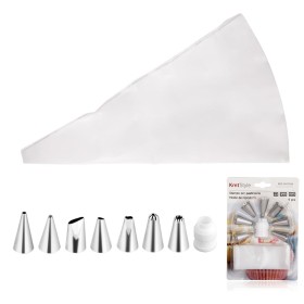 Kit di Ugelli per Glassa Torta 9 Punte Stampe Diverse in Silicone Bocchette Decorative per Pasticceria (9 Pezzi)