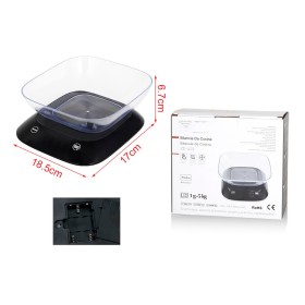 Mini Bilancia Digitale LED da Cucina con Ciotola Portata da 1g Max 5Kg L18.5xW17XH6.7cm a 3 Batteria AAA Non Incluso
