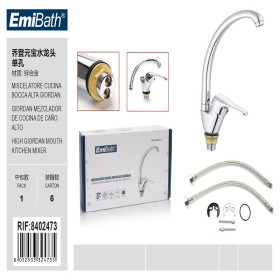 Kit Rubinetto Da Cucina Bocca Alta Con Miscelatore Misura 290x220mm Colore Argento Cromato