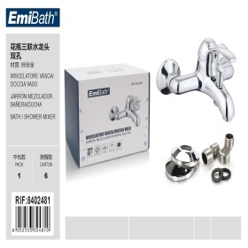 Kit Rubinetto Vasca Doccia Miscelatore A Muro Monoleva Acqua Calda e Fredda Argento Cromato 180x150x105mm