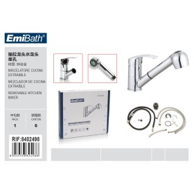 Rubinetto Per Cucina Con Estraibile Doccetta Miscelatore Lavello Girevole a 360° Argento Cromato 230X180mm