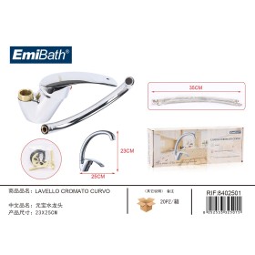 Kit Rubinetto Design Ricurvo Miscelatore Misura 230x250mm Colore Argento Crromato
