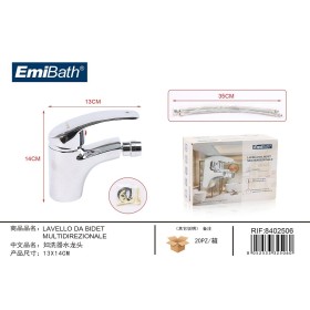 Kit Miscelatore Rubinetto Bidet Monocomando Testa Mobile Misura 140x130mm Colore Argento Cromato