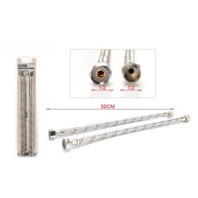 Coppia Tubi Flessibili Per Miscelatore Rubinetto Lungo 30cm connettori F 1/2"e M 1/2"