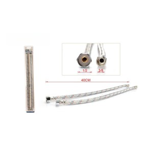 Coppia Tubi Flessibili Per Miscelatore Rubinetto Lungo 40cm Connettore F 1/2" e M 3/8"