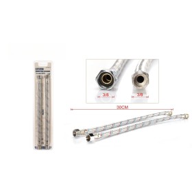 Coppia Tubi Flessibili Per Miscelatore Rubinetto Lungo 30cm Connettori F 3/8" e M 3/8"