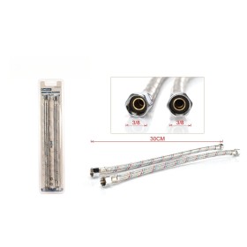 Coppia Tubi Flessibili Per Miscelatore Rubinetto Lungo 30cm Connettori F 3/8" e F 3/8"
