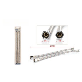 Coppia Tubi Flessibili Per Miscelatore Rubinetto Lungo 40cm Connettori F 3/8" e F 3/8"