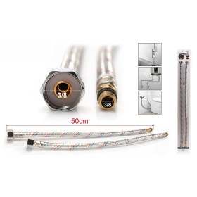 Coppia Tubi Flessibili Per Miscelatore Rubinetto Lungo 50cm Connettori F 3/8" e M 3/8"