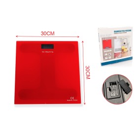 Bilancia Pesapersone Digitale LED in Vetro 30x30cm in Chilogrammi Avvio Automatico a Batteria 2 AAA Escluse Colore Rosso Corrallo