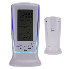 Sveglia Digitale con Luce sui Bordi Blu Allimentato a 3 Batterie AAA