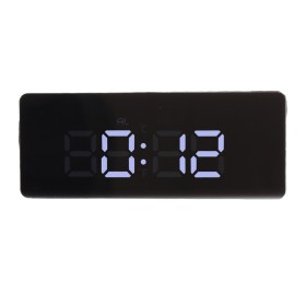 Sveglia Digitale Rettangolare con Schermo allo Specchio Stile Moderno Colore Nero Allimentato con 3x Batteria AAA Oppure Cavo USB