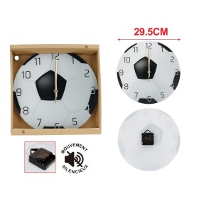 Orologio Da Parete Diametro 29.5cm In Vetro Disegno Palla Calcio