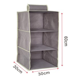 Organizer Scaffale Armadio da Appendere Portatutto Pieghevole Salvaspazio 3 Ripiani Scomparti 30X30X60cm